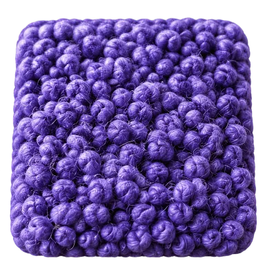 Bouclé: small loops, a distinct pattern, pictured in violet as a visual reference for the material preset